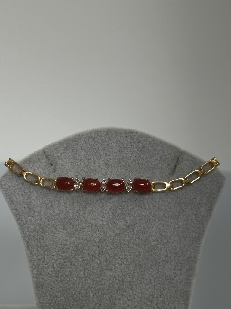 18k Gf Diamonds And Garnet Gems Bracelet